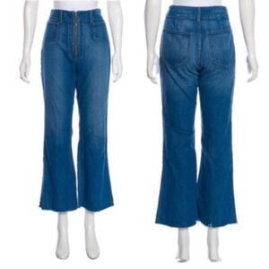 Reformation Cher Jeans in Ellis Wash Wide Leg Exposed Zipper Fly 29 EUC Raw Hem